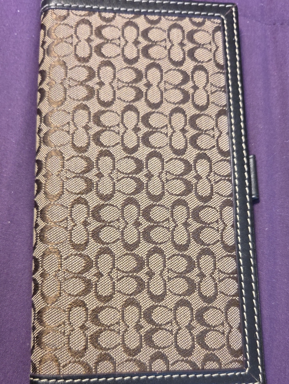 Coach Brown Signature-Print Card & Key Holder